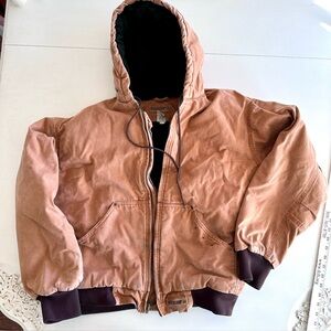 Vtg Wolverine Distressed Worn Barn Jacket Men’s Women’s Med Large Brown Hooded